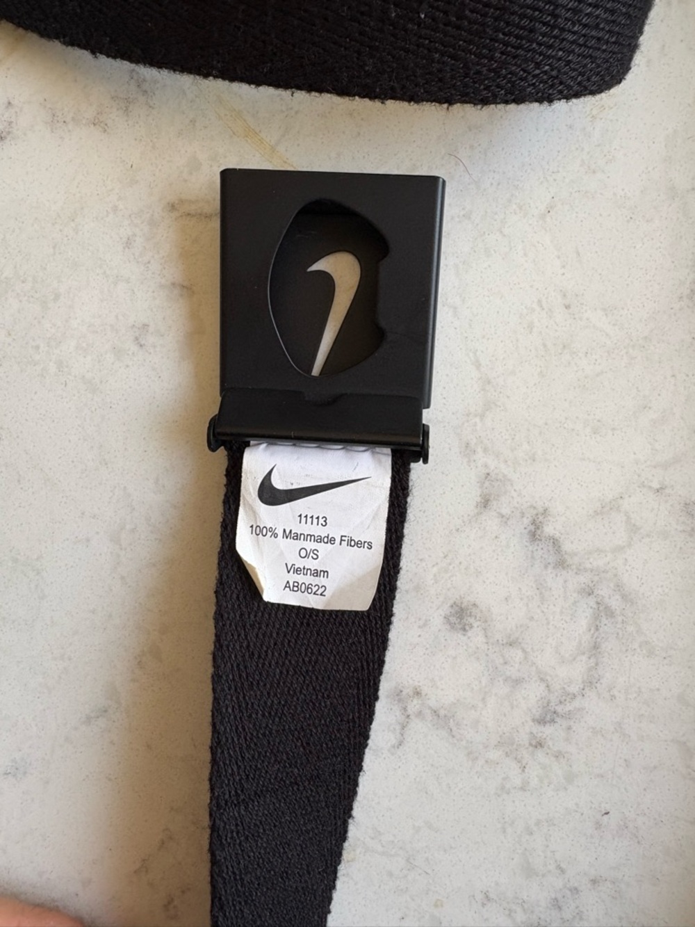 Nike Mens Black Belt with Swoosh Cutout Buckle